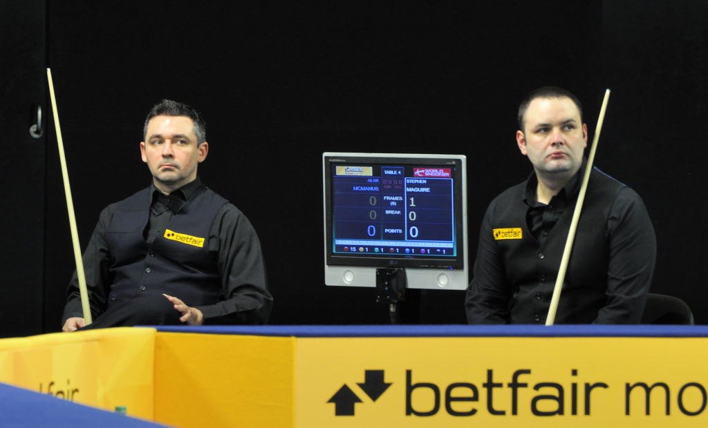 Scottish snooker players Alan McManus and Stephen Maguire